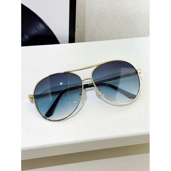 Metal Oval Frame Retro Double Bridge Pilot Glasses F